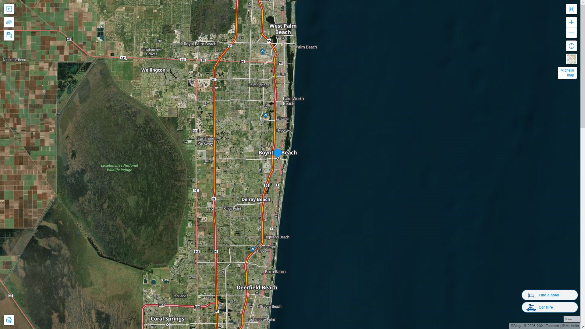 Boynton Beach Florida Highway and Road Map with Satellite View